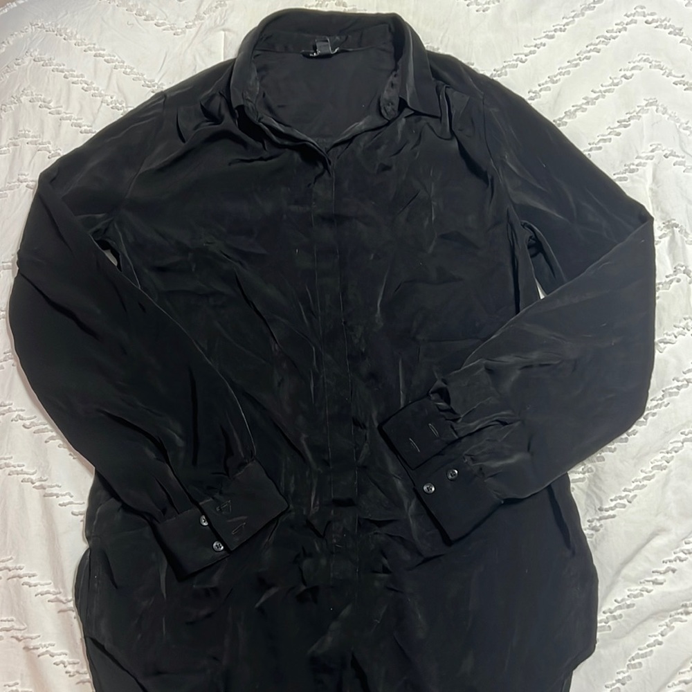 Black Pleated Shoulder Tunic Shirt